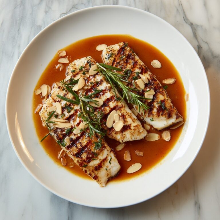 Spanish Grilled Cod with Almond Romesco Sauce Recipe