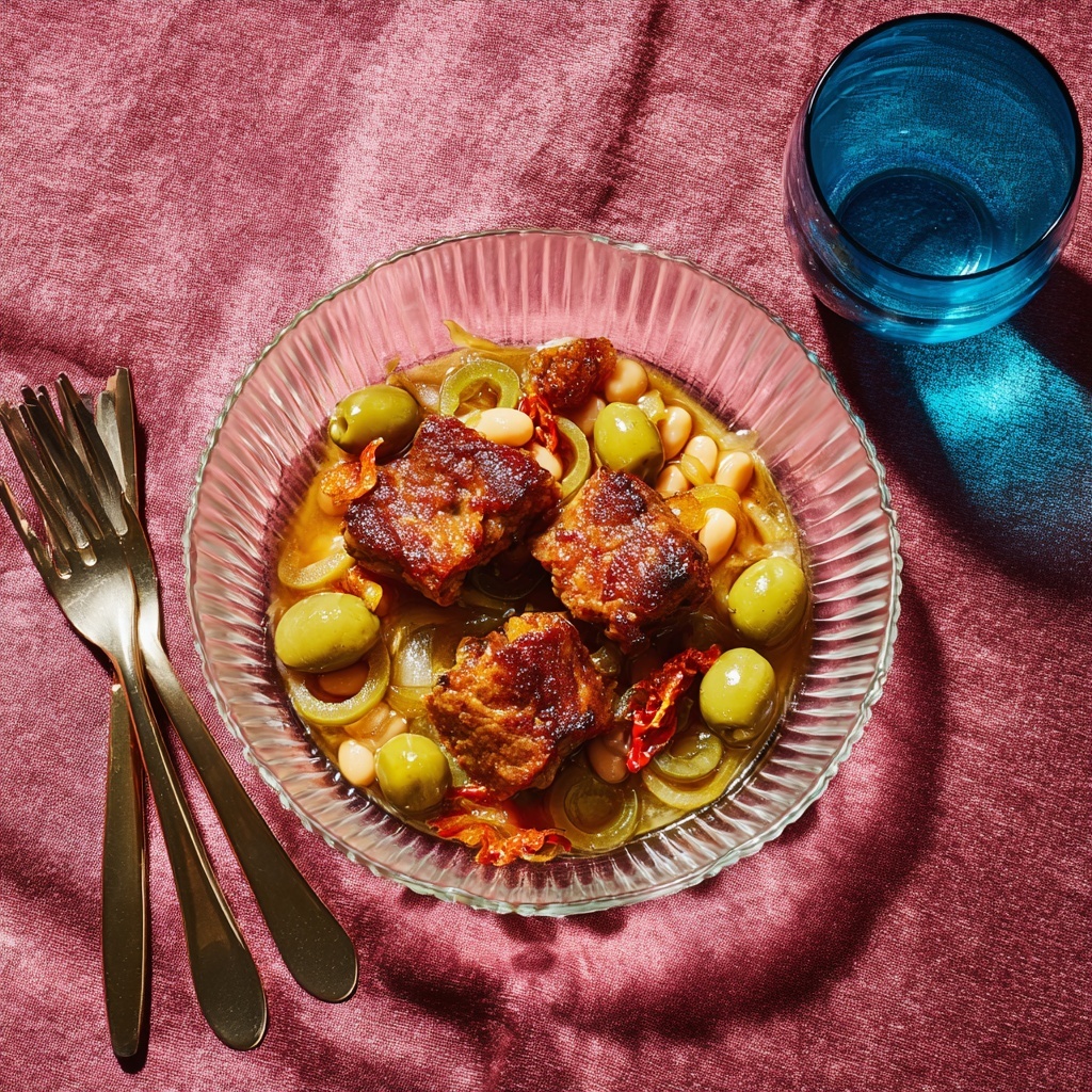 Crispy Chicken Thighs Over Vinegar Beans Recipe - Recipe Image