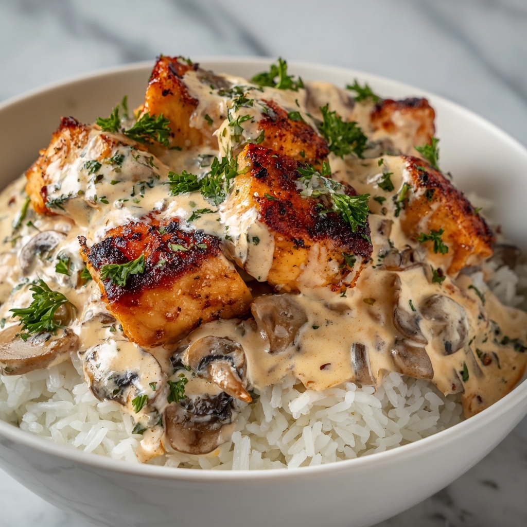 Creamy Smothered Chicken and Rice Recipe - Recipe Image