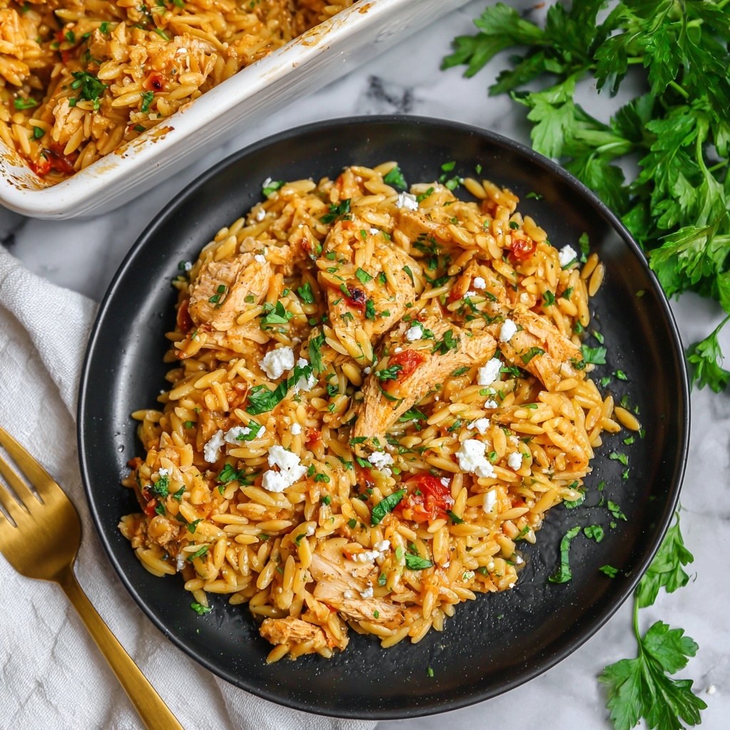 Greek Chicken Orzo Bake Recipe - Recipe Image