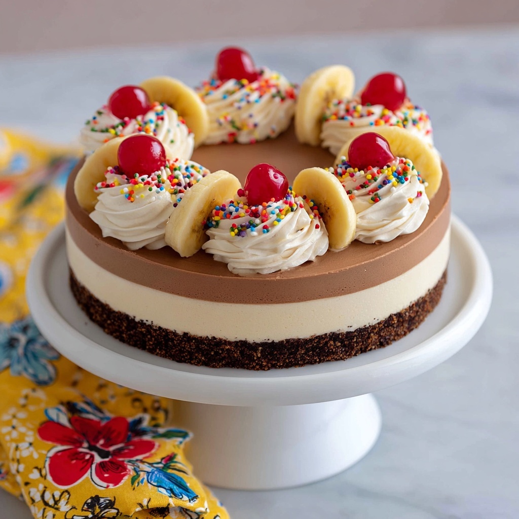 No-Bake Banana Split Cheesecake Recipe - Recipe Image