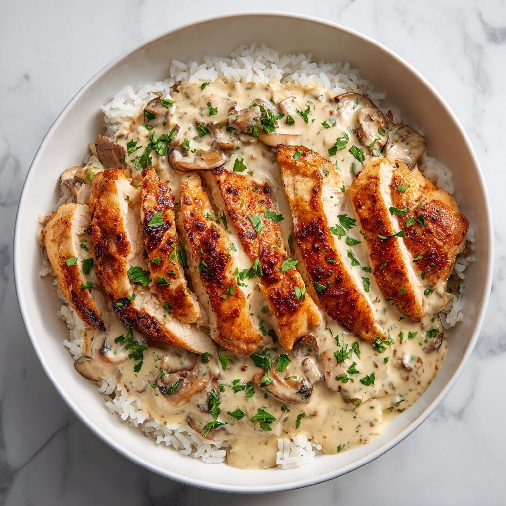 Creamy Smothered Chicken and Rice Recipe - Recipe Image