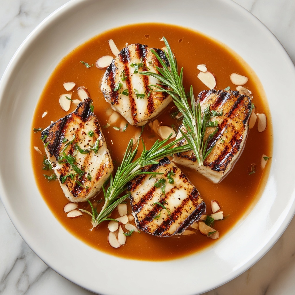 Spanish Grilled Cod with Almond Romesco Sauce Recipe - Recipe Image