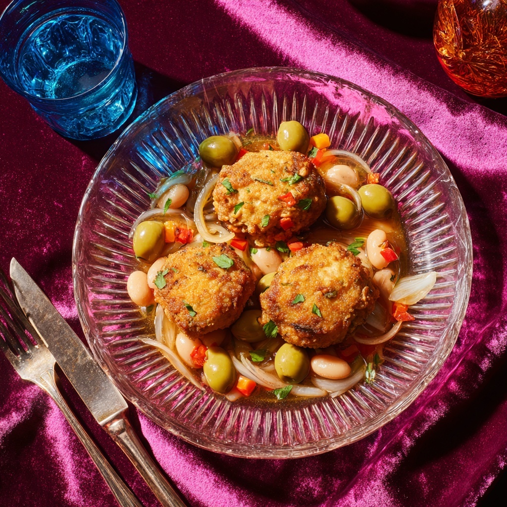 Crispy Chicken Thighs Over Vinegar Beans Recipe - Recipe Image