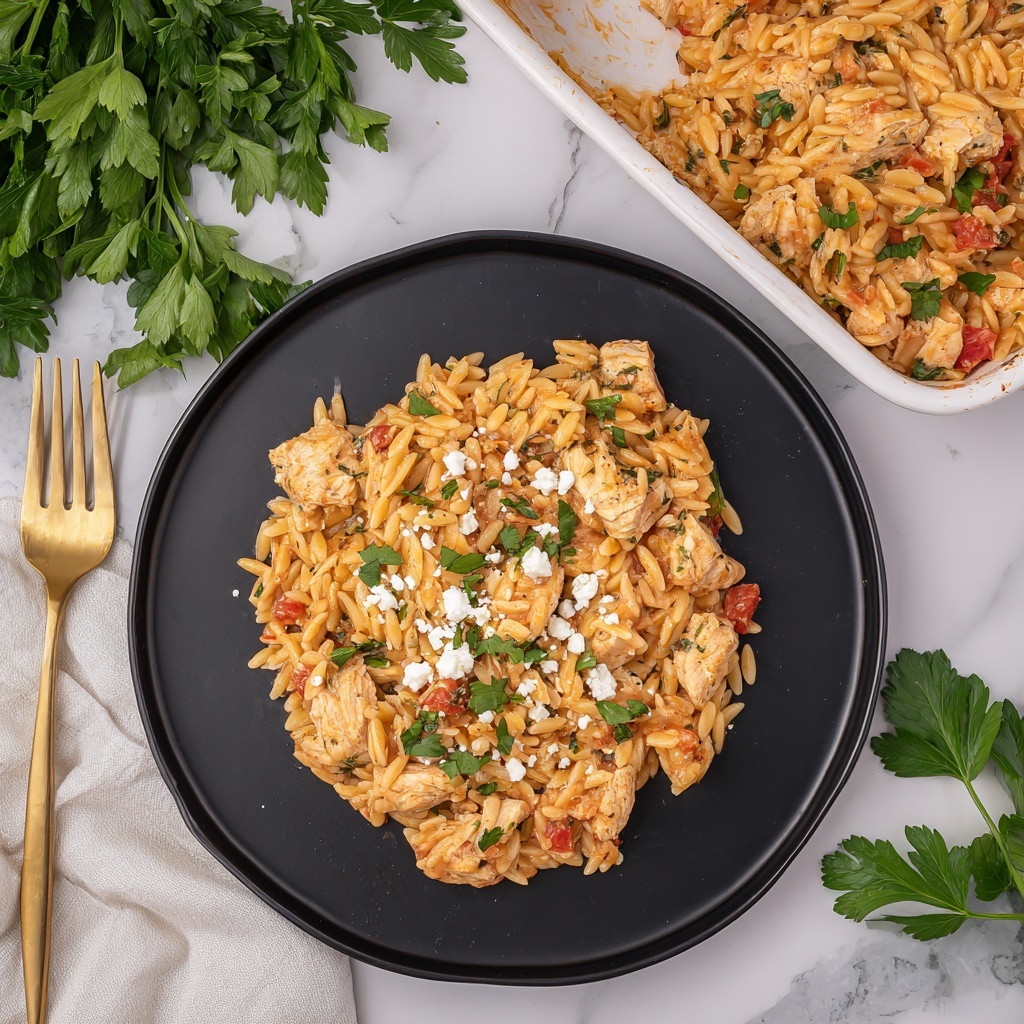 Greek Chicken Orzo Bake Recipe - Recipe Image