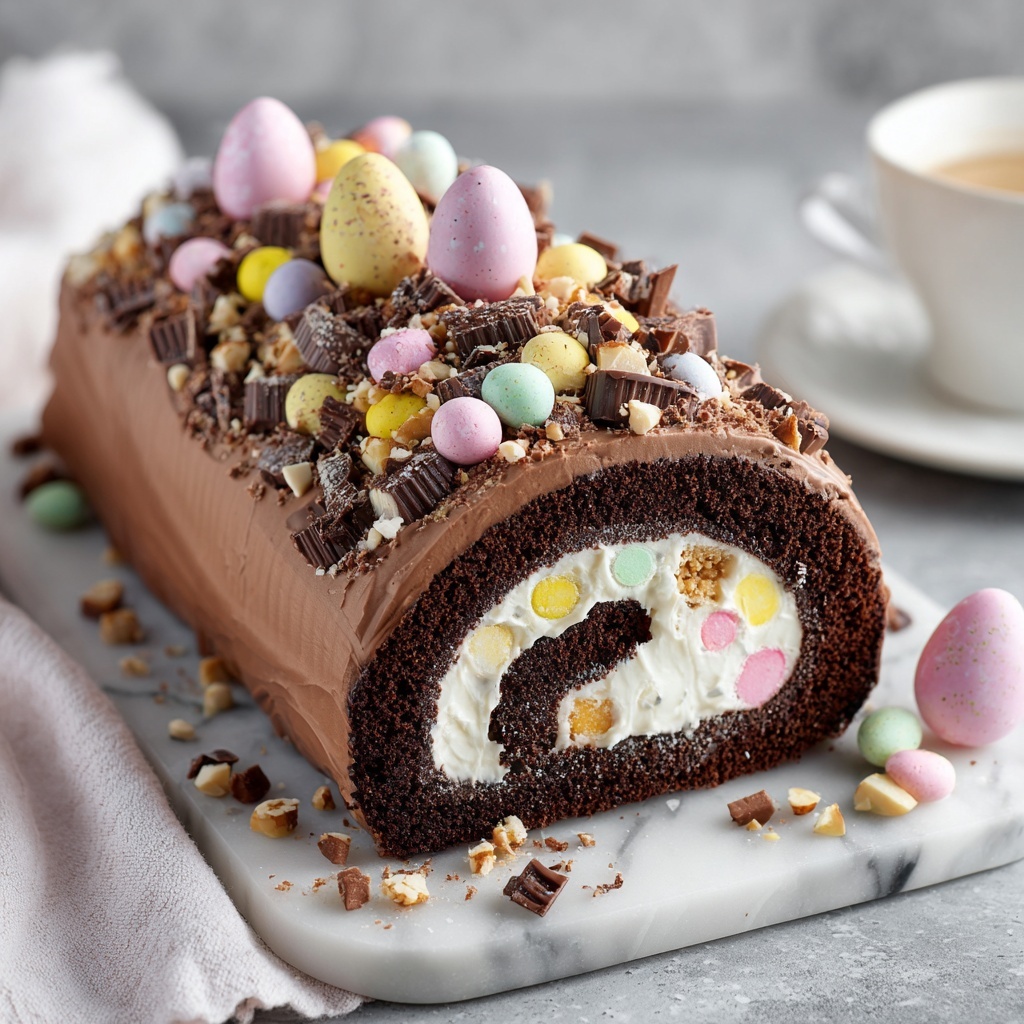Easter Chocolate Log Cake Recipe - Recipe Image