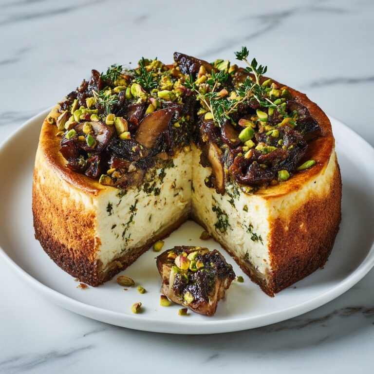 Pistachio and Mushroom Cheesecake with Feta-Parmesan Crust Recipe