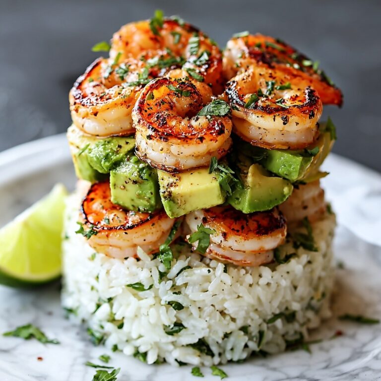 Honey Lime Shrimp & Avocado Rice Stack Recipe