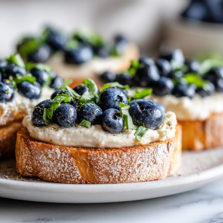 Blueberry Basil Bruschetta with Goat Cheese and Honey Recipe