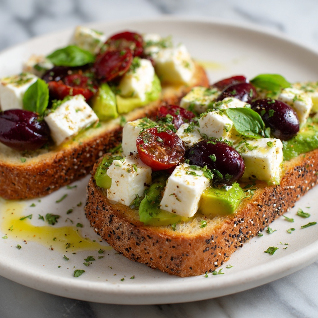 Avocado Feta Toast with Tomato, Cranberries & Olive Oil Recipe - Recipe Image