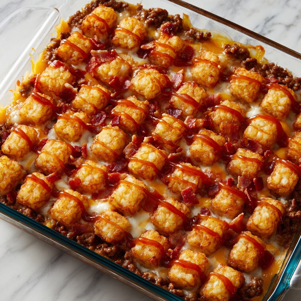 Cheesy Tater Tot Meatloaf Casserole Recipe - Recipe Image