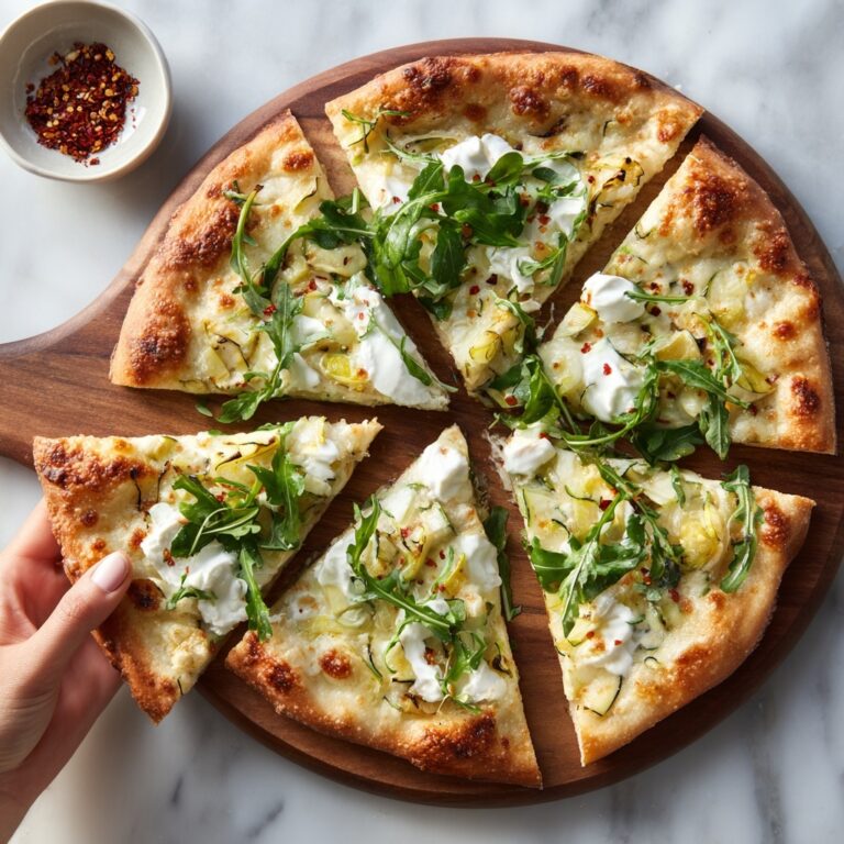 Artichoke Pesto and Burrata Pizza with Lemony Arugula Recipe