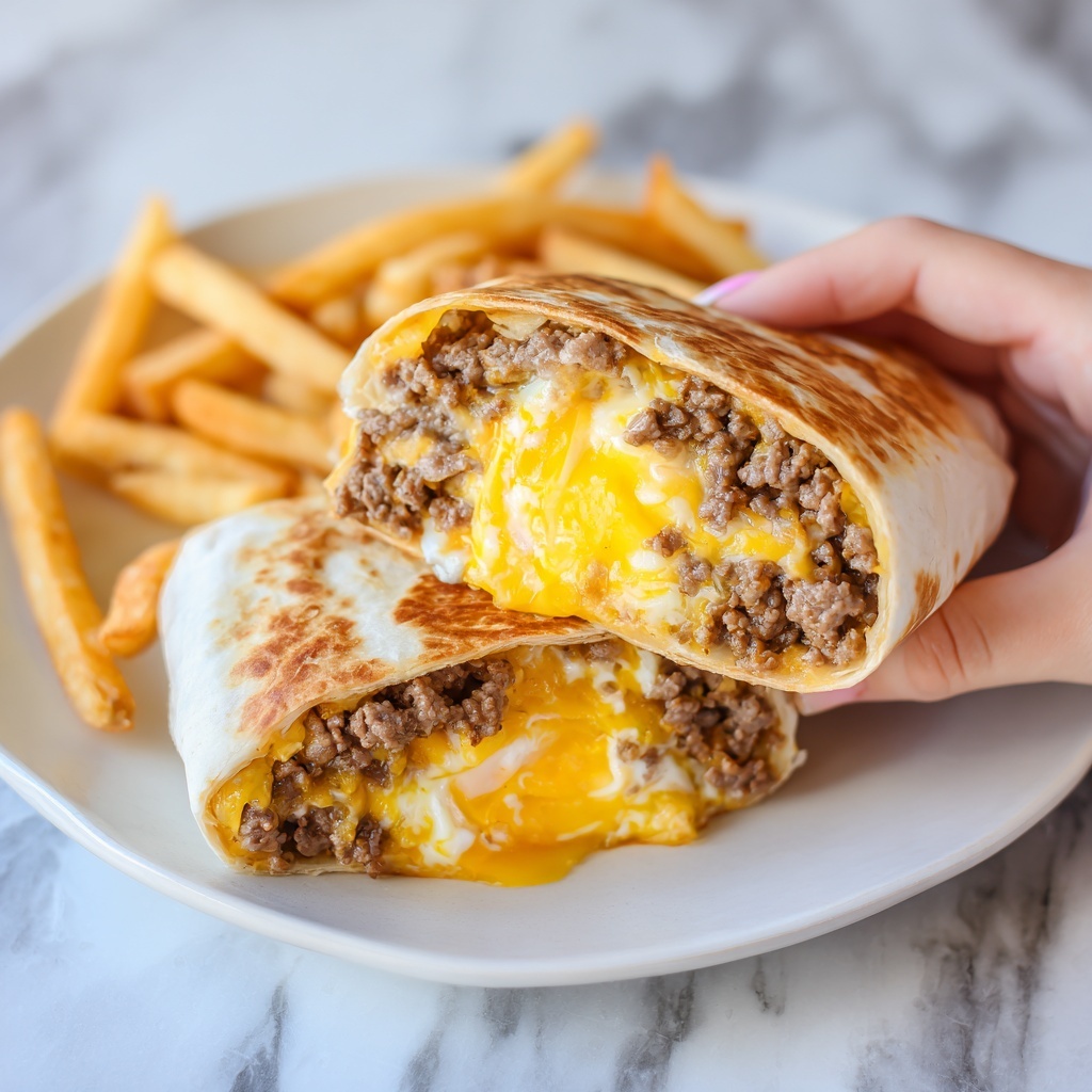 Cheesy Beef Burritos with Fries Recipe - Recipe Image