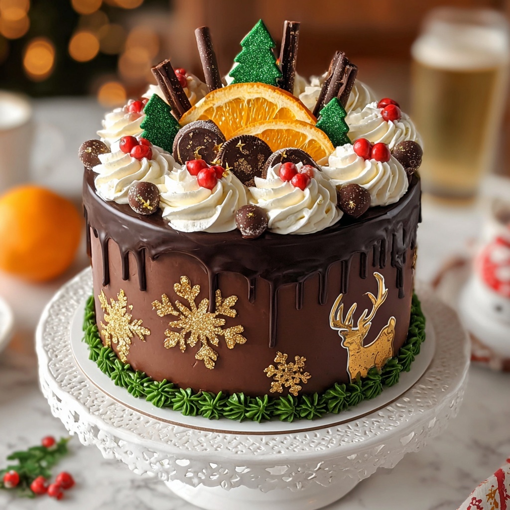 Festive Chocolate Orange Christmas Cake Recipe - Recipe Image