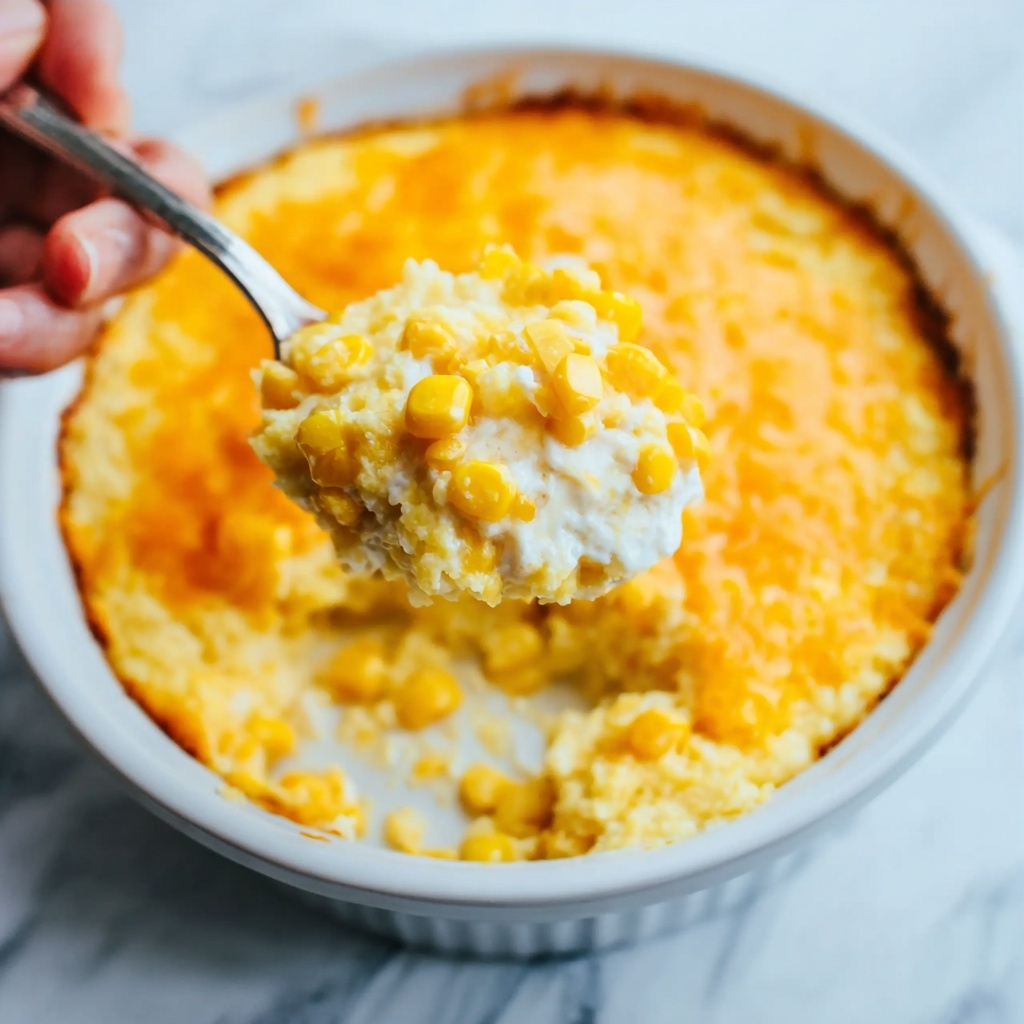 Cheesy Cream Cheese Corn Casserole Recipe - Recipe Image