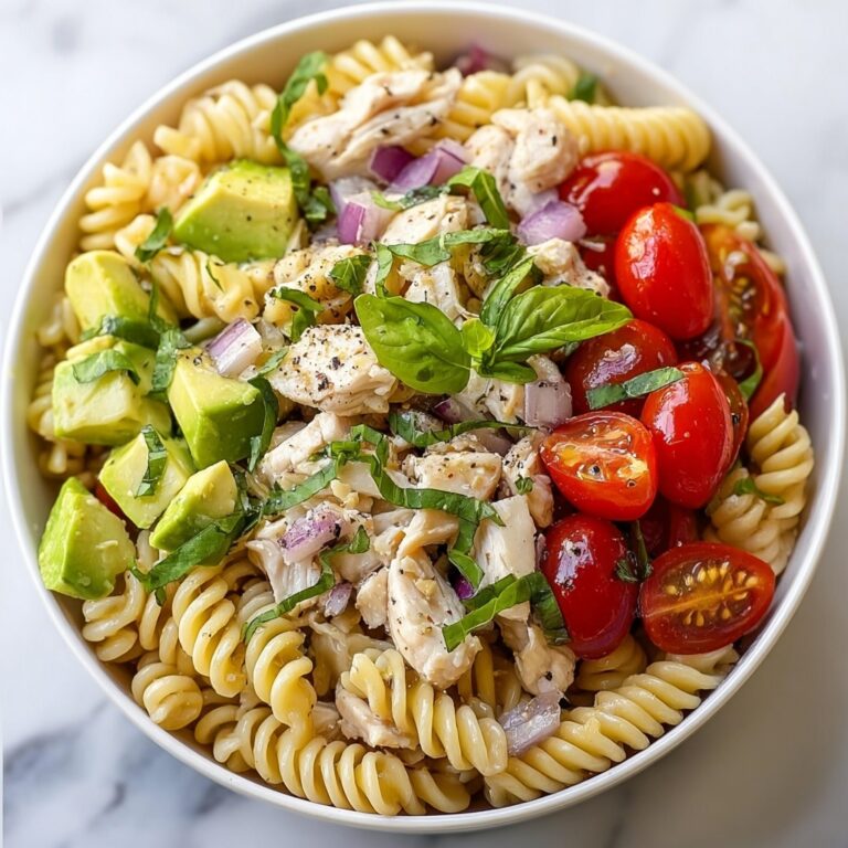 Healthy Chicken Pasta Salad with Avocado and Cherry Tomatoes Recipe