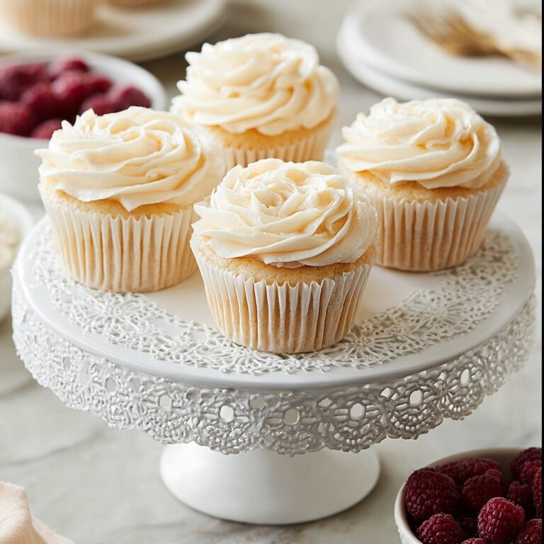 Almond Wedding Cake Cupcakes with Raspberry Filling Recipe