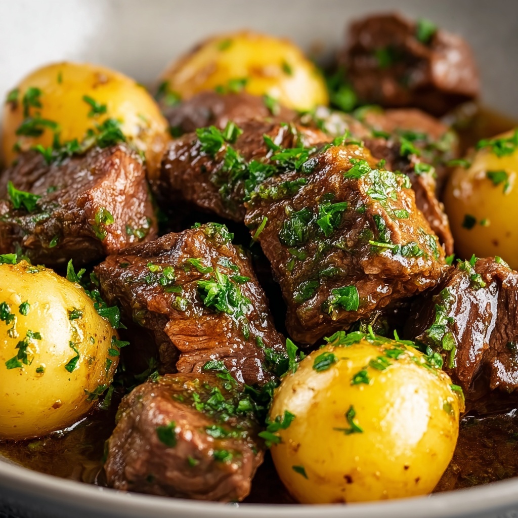 Slow Cooker Garlic Butter Beef Bites & Potatoes Recipe - Recipe Image