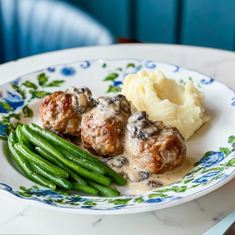 Mashed Potatoes with Meatball Mushroom Stew Recipe