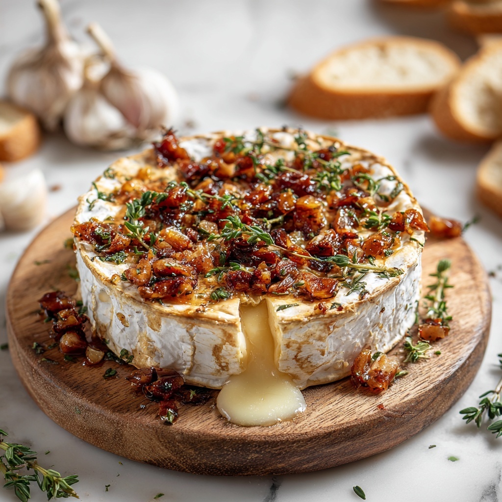 Savory Baked Brie with Garlic and Herbs Recipe - Recipe Image