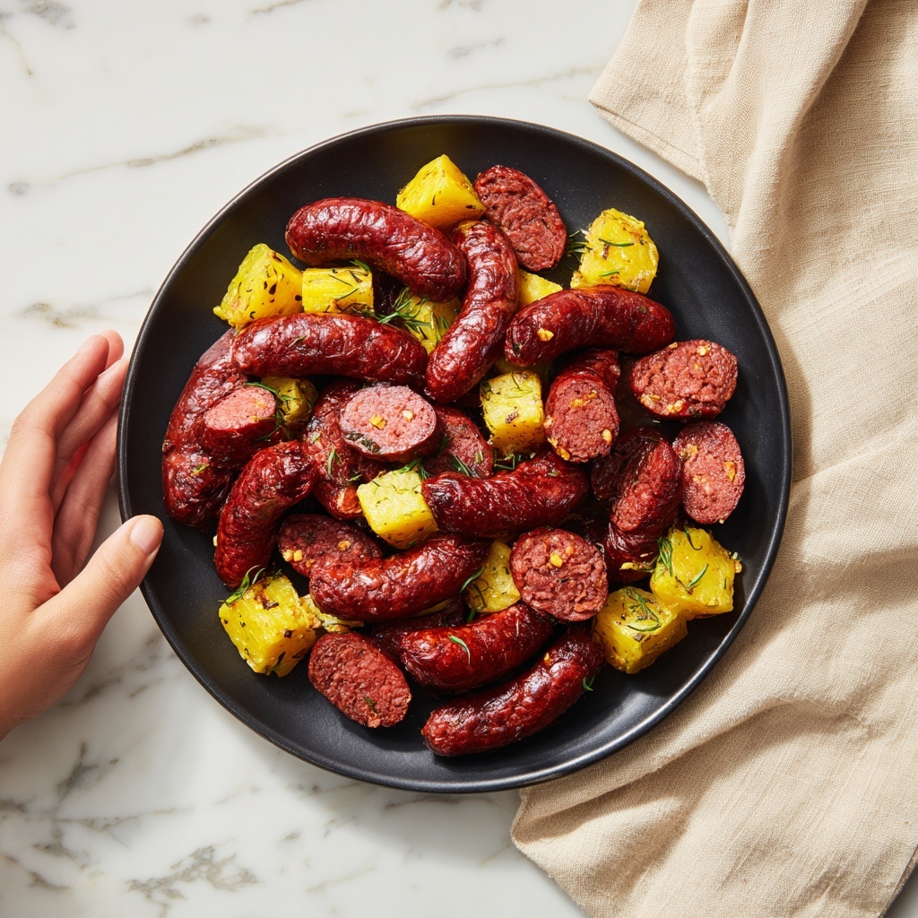 Pineapple Hasselback Kielbasa Bites Recipe - Recipe Image