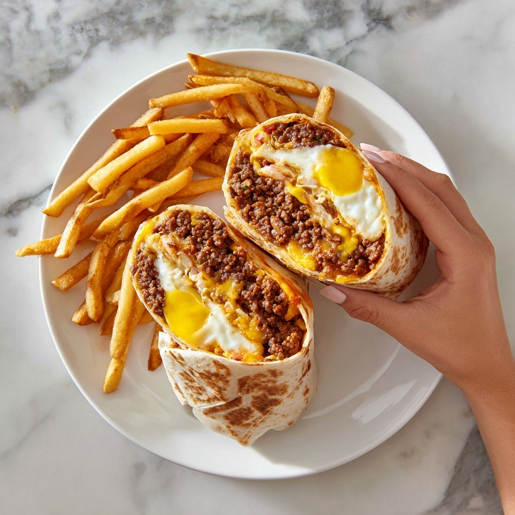 Cheesy Beef Burritos with Fries Recipe - Recipe Image