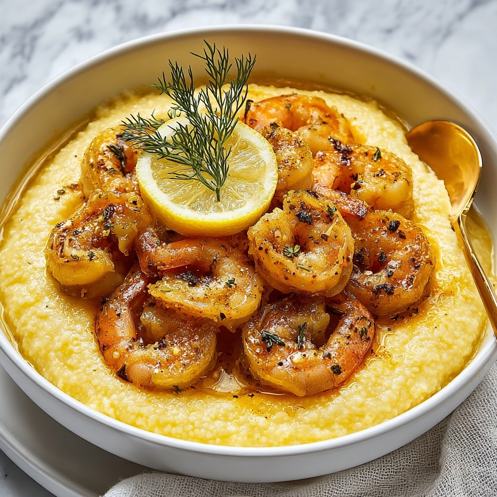 Honey Butter Cajun Shrimp with Smoked Gouda Grits Recipe - Recipe Image