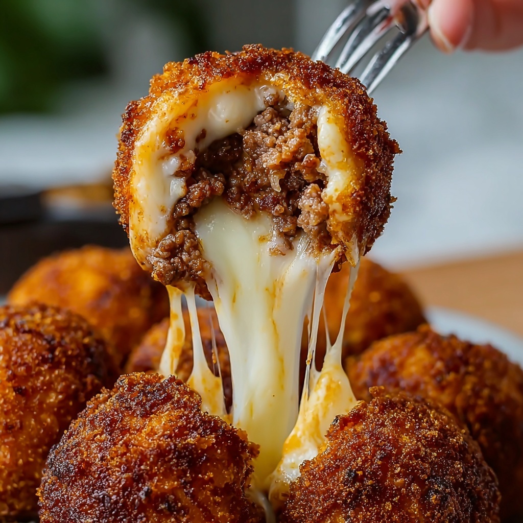 Fried Cheesy Ground Beef Balls Recipe - Recipe Image