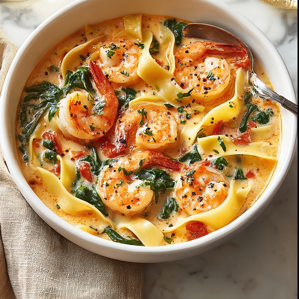 Best Creamy Shrimp Tuscan Fettuccine Recipe - Recipe Image