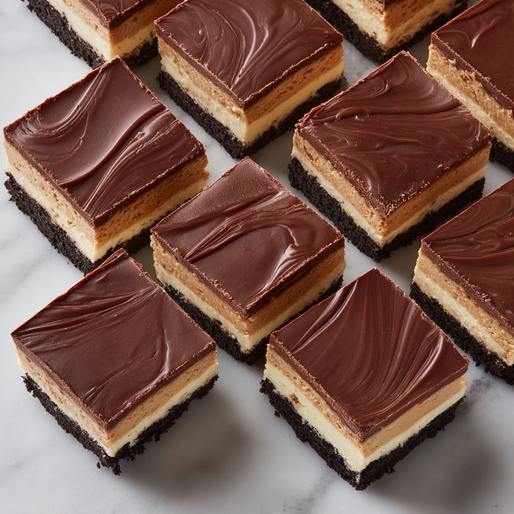 No-Bake Buckeye Cheesecake Bars Recipe - Recipe Image