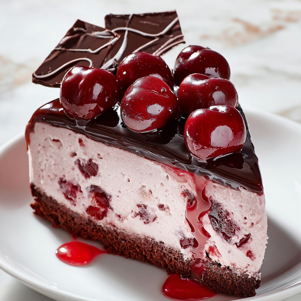 Chocolate Cherry No-Bake Cheesecake Recipe - Recipe Image