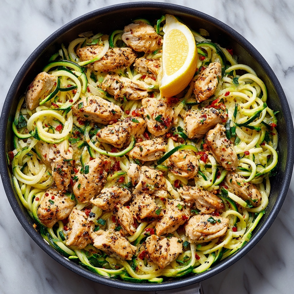 Lemon Garlic Chicken Zoodles Recipe - Recipe Image
