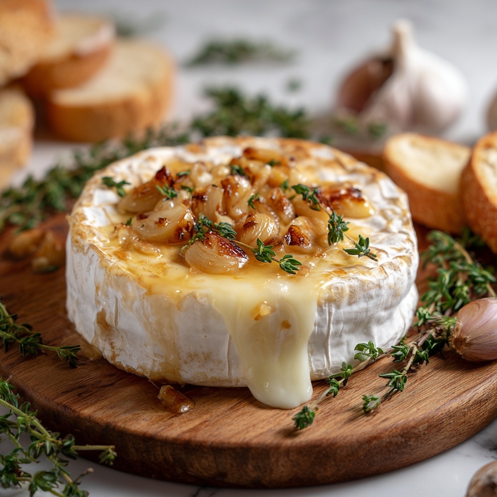 Savory Baked Brie with Garlic and Herbs Recipe - Recipe Image