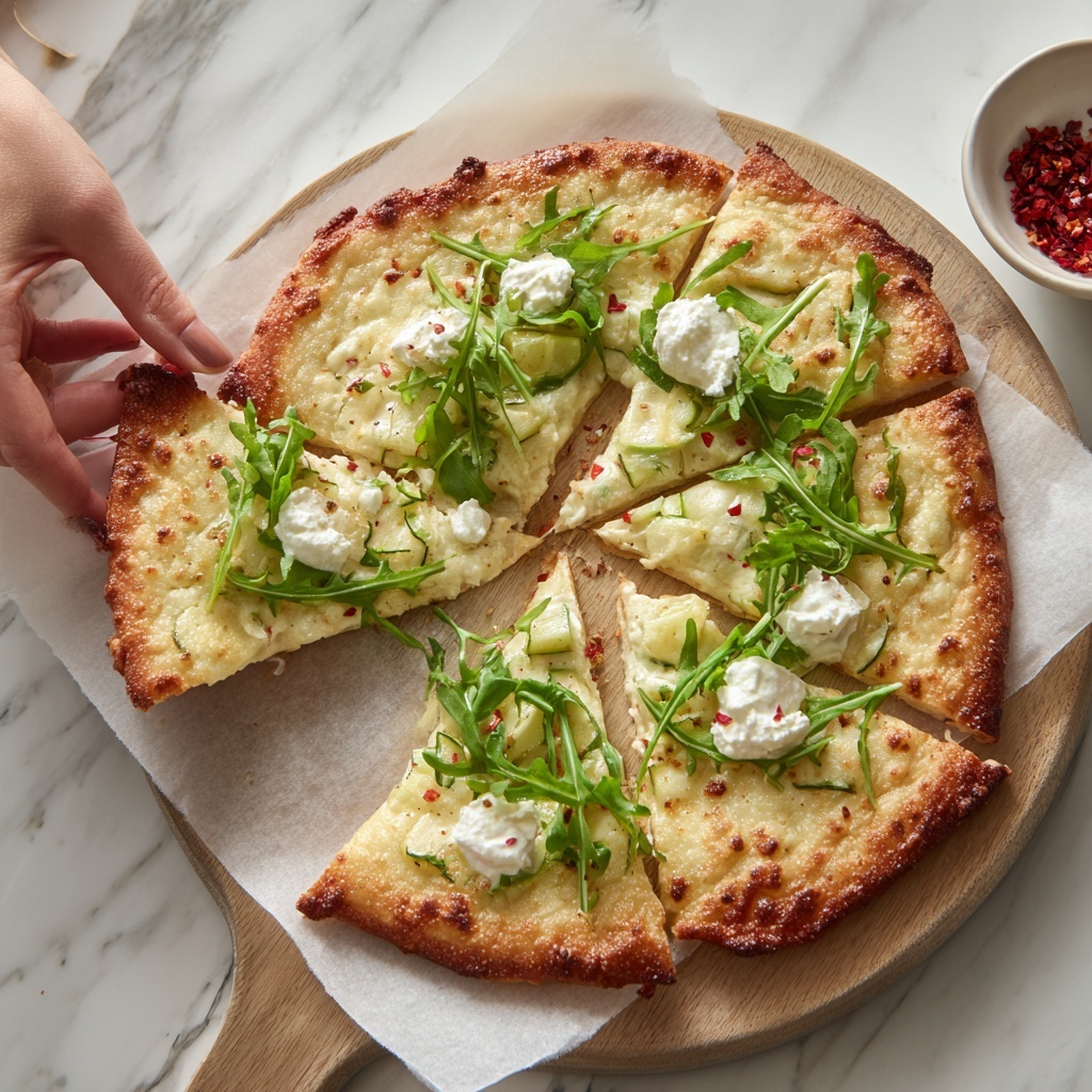 Artichoke Pesto and Burrata Pizza with Lemony Arugula Recipe - Recipe Image