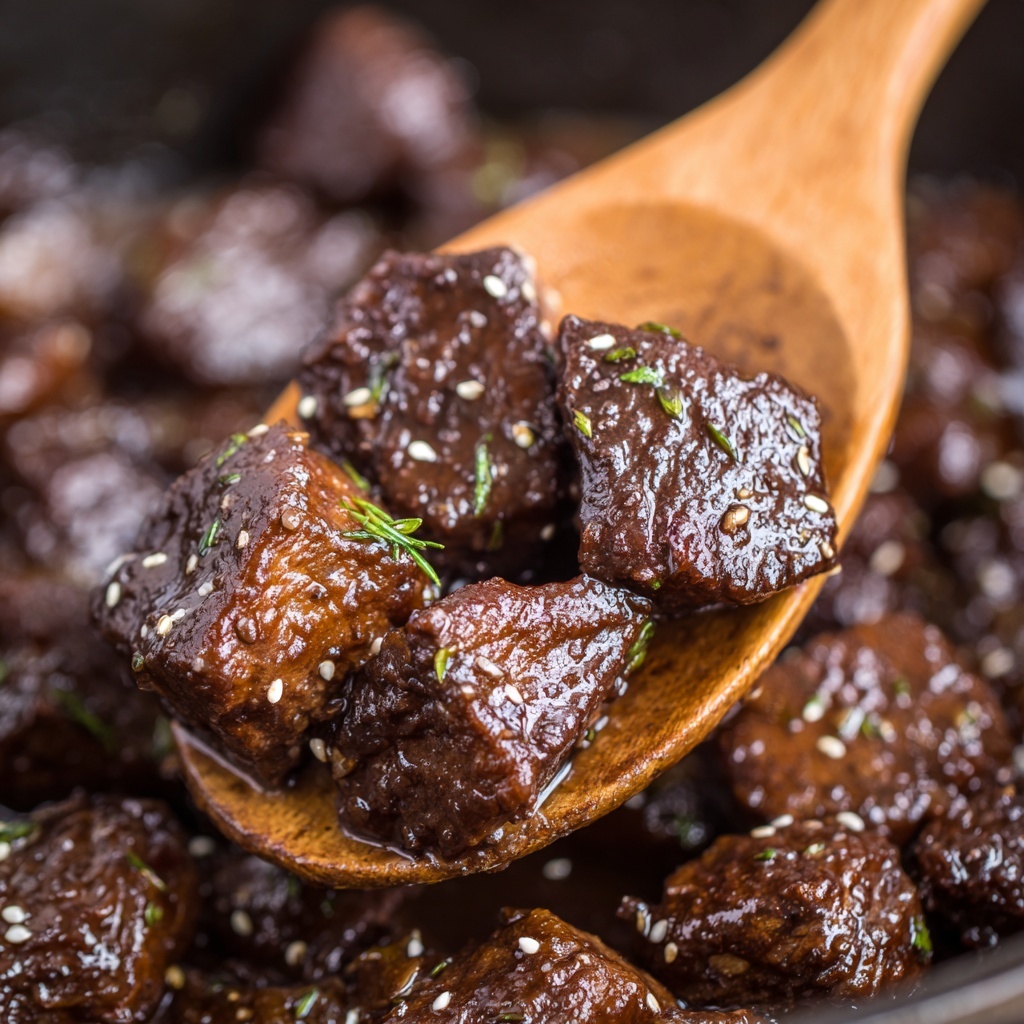 Tender Slow Cooker Honey Garlic Steak Bites Recipe - Recipe Image
