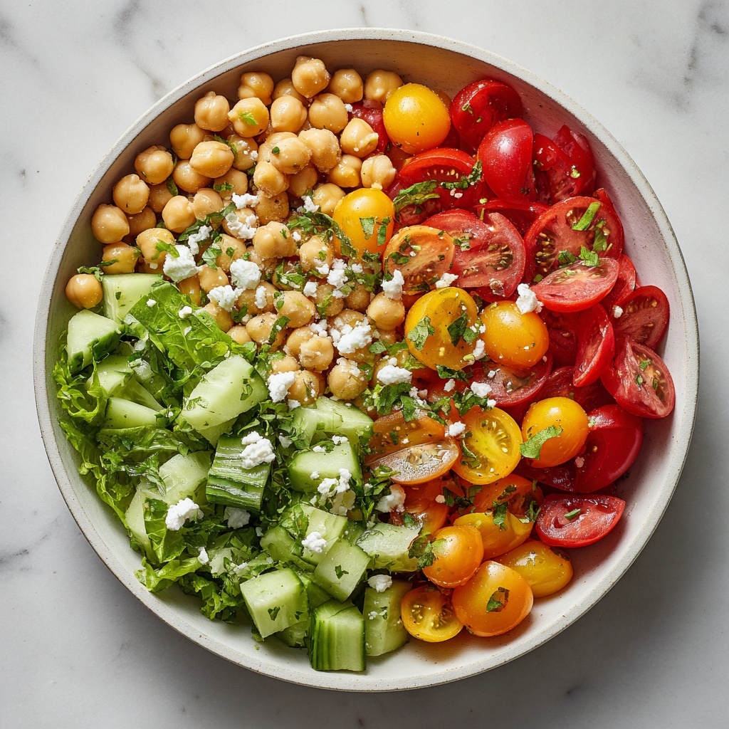 Easy Chickpea Cucumber Salad with Feta and Tomatoes Recipe - Recipe Image