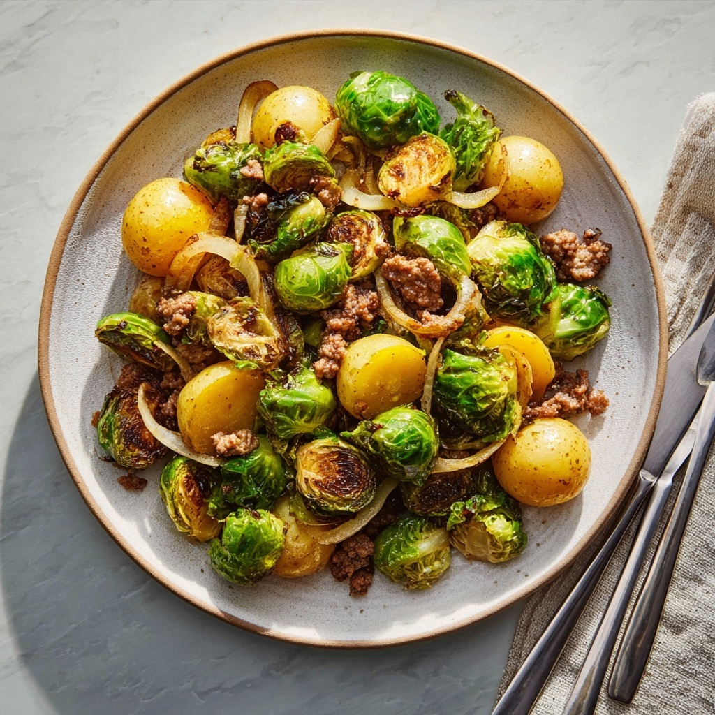 Spice Brussels Sprouts and Sausage Stir-Fry Recipe - Recipe Image