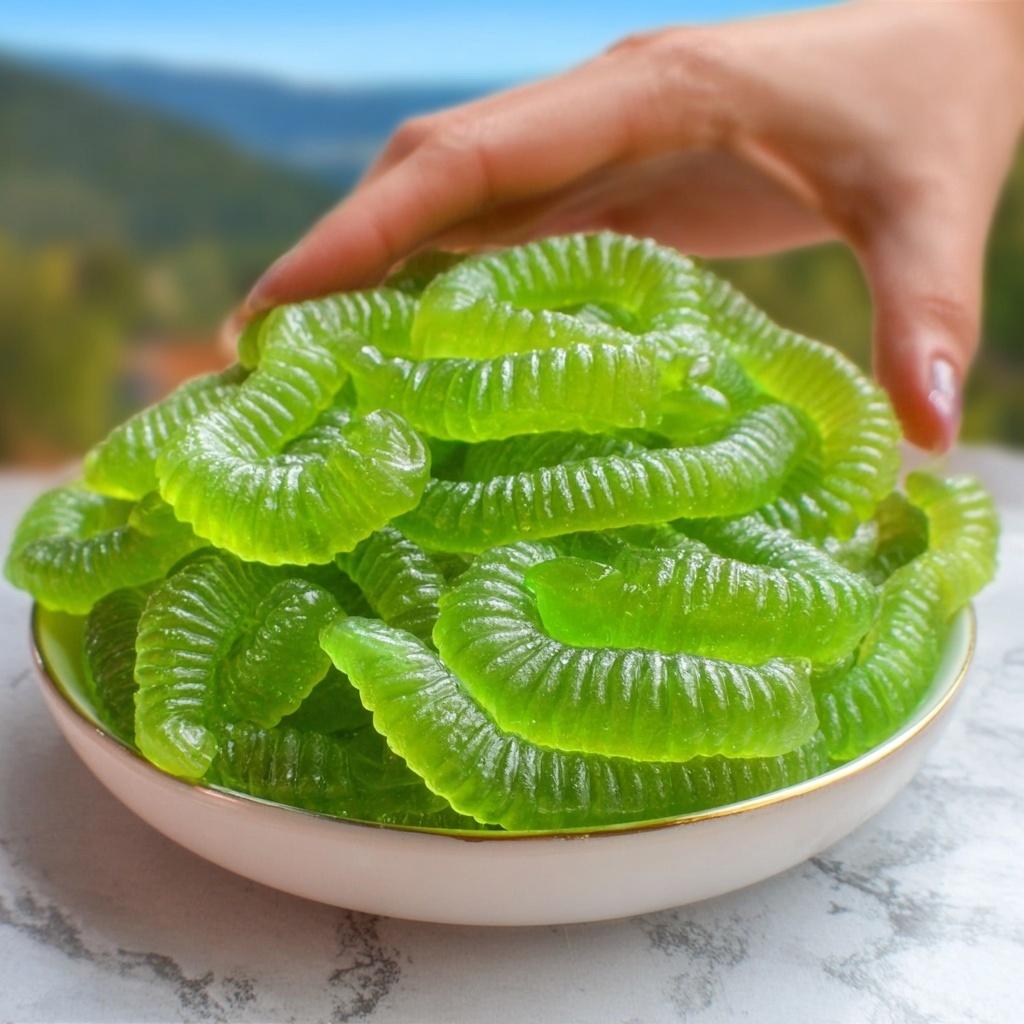 Homemade Dill Pickle Gummy Worms Recipe - Recipe Image