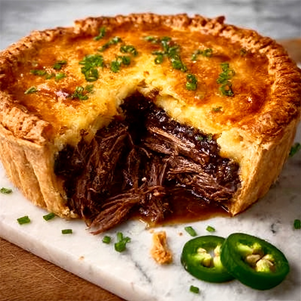 Spicy Jalapeño and Cheese Beef Pie with Leftover Brisket Recipe - Recipe Image