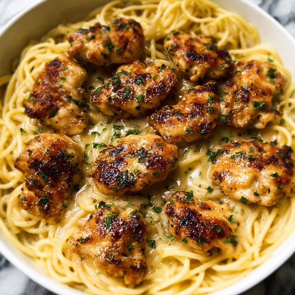 Garlic Butter Chicken Bites with Spaghetti Recipe - Recipe Image