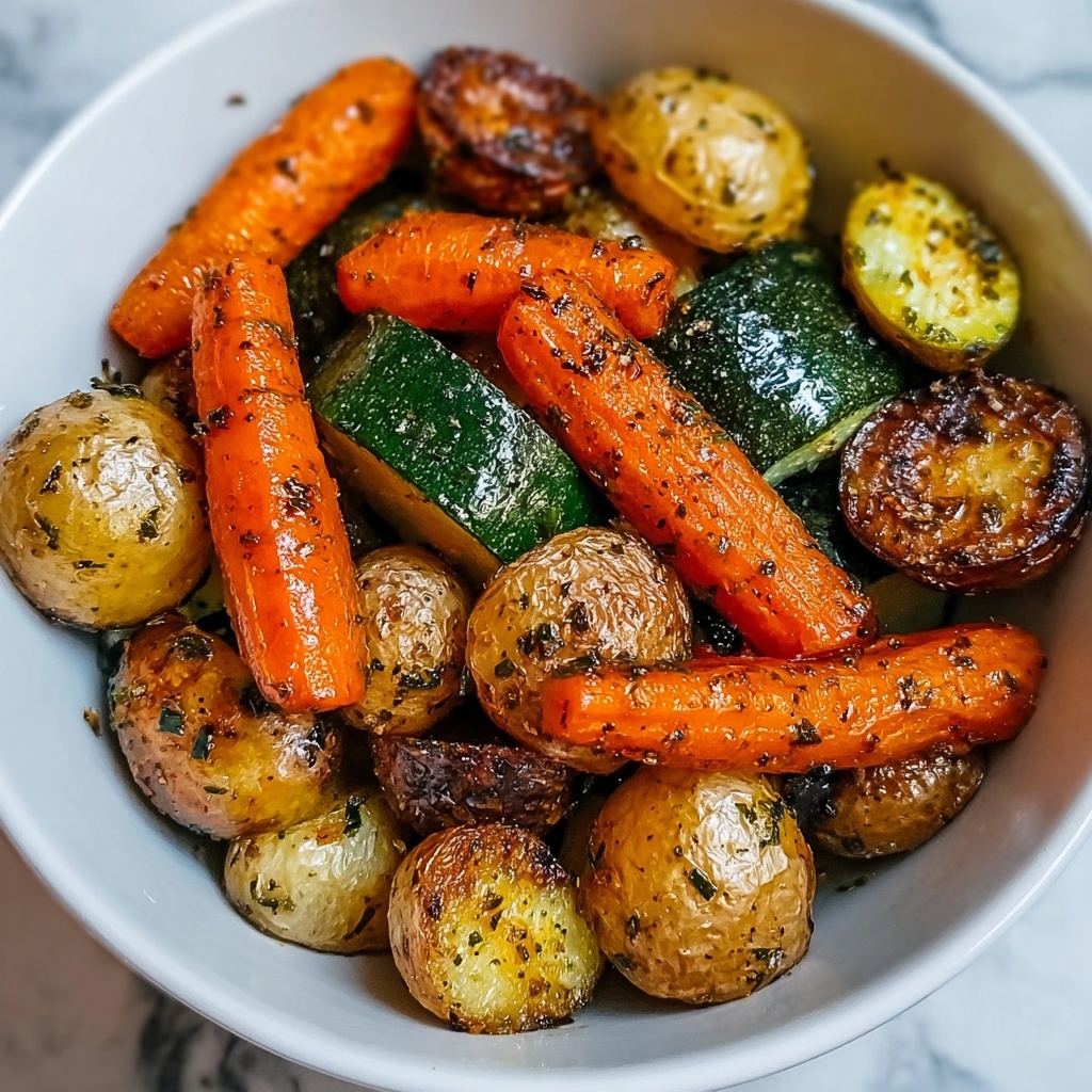 Garlic Herb Roasted Potatoes, Carrots, and Zucchini Recipe - Recipe Image