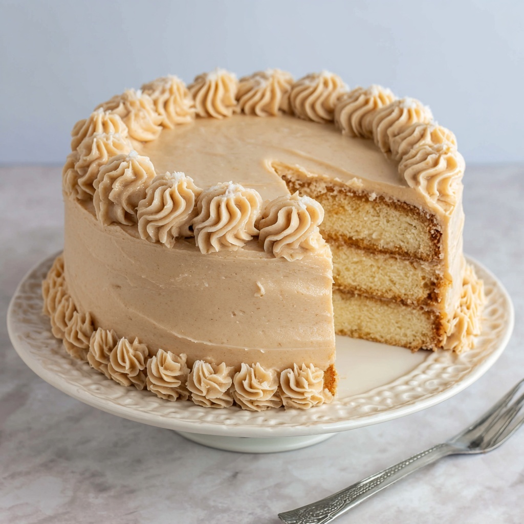 Vanilla Cream Cake with Quick Caramel Frosting Recipe - Recipe Image