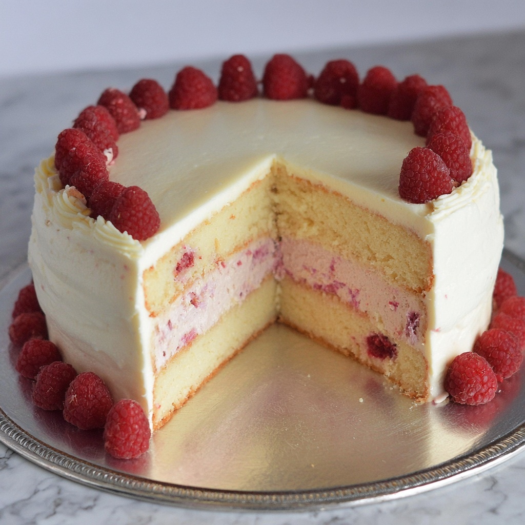 Raspberry Cream Cheese Layer Cake Recipe - Recipe Image