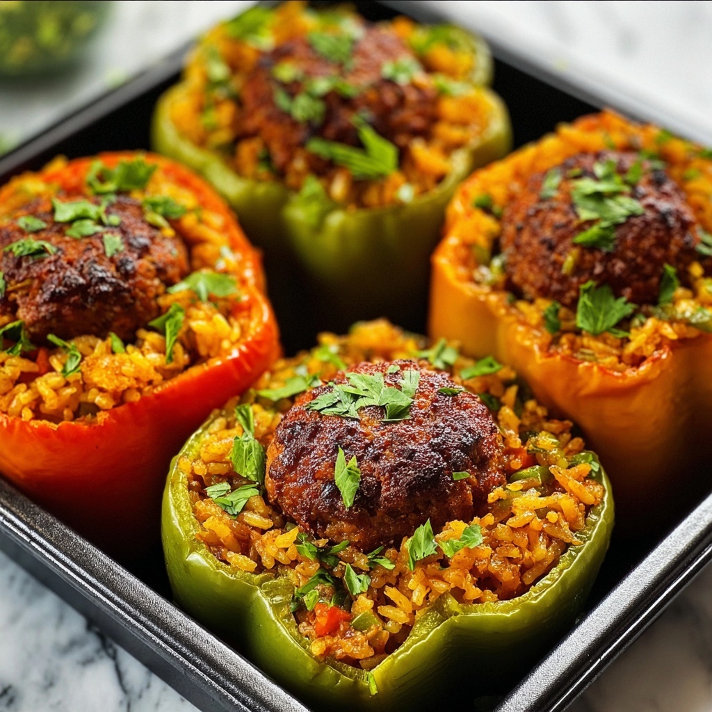 Stuffed Bell Peppers with Rice and Kefta Recipe - Recipe Image