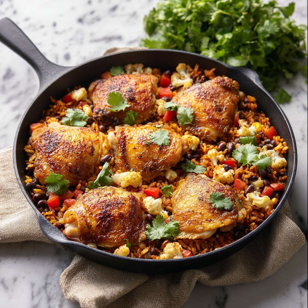 Salsa Chicken and Cauliflower Rice Skillet Recipe - Recipe Image
