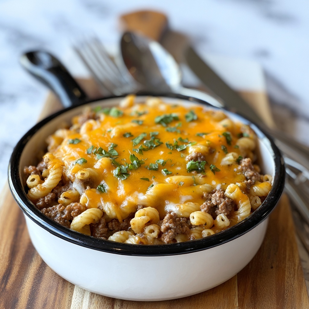 One Pot Cheeseburger Casserole Recipe - Recipe Image
