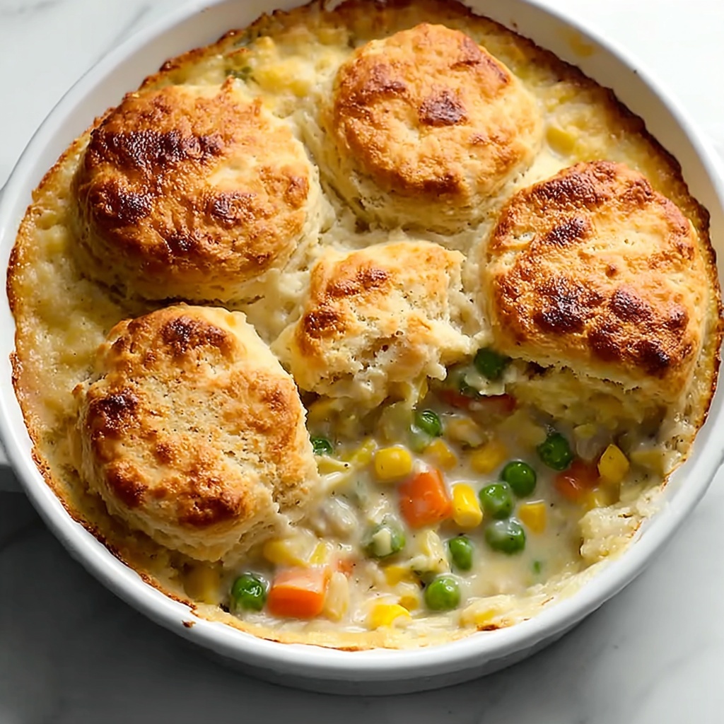 Creamy Chicken and Vegetable Cornbread Casserole Recipe - Recipe Image