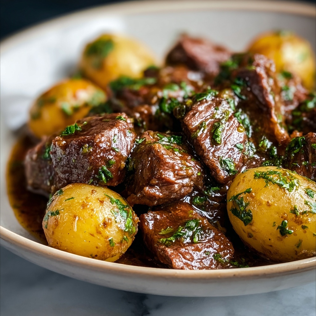 Slow Cooker Garlic Butter Beef Bites & Potatoes Recipe - Recipe Image