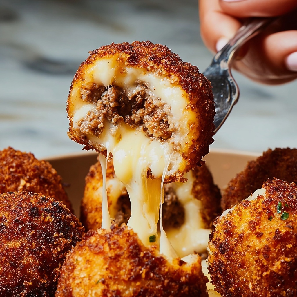Fried Cheesy Ground Beef Balls Recipe - Recipe Image