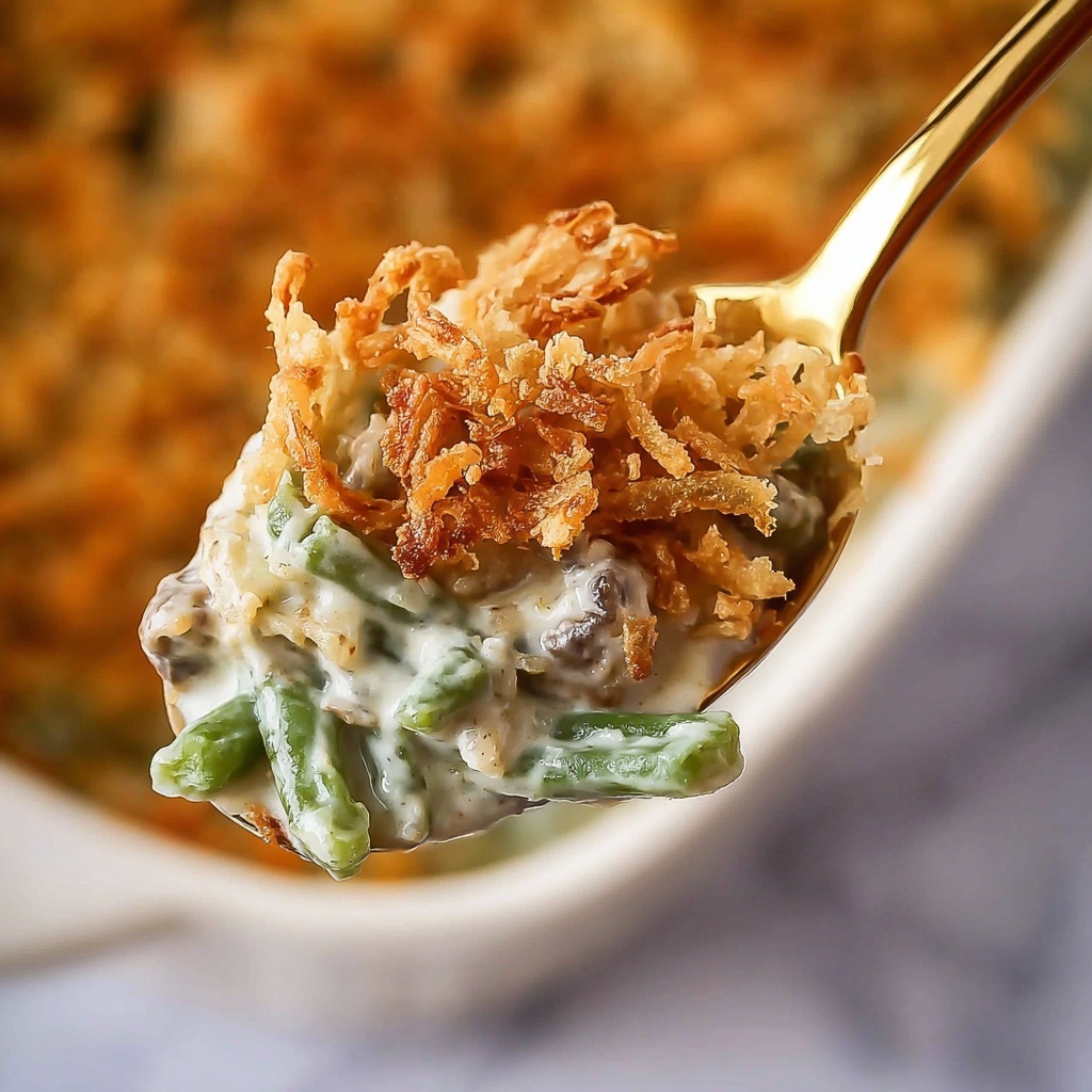 Cheesy Mushroom and Onion Green Bean Casserole Recipe - Recipe Image
